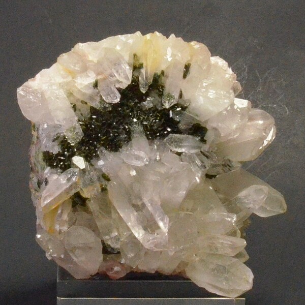 Green Epidote Crystals with Quartz