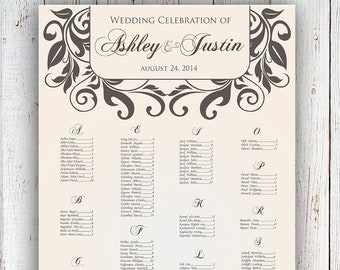 Wedding Seating Chart - RUSH SERVICE - Vintage Wedding Seating Chart Reception Poster - Digital Printable File HBC113