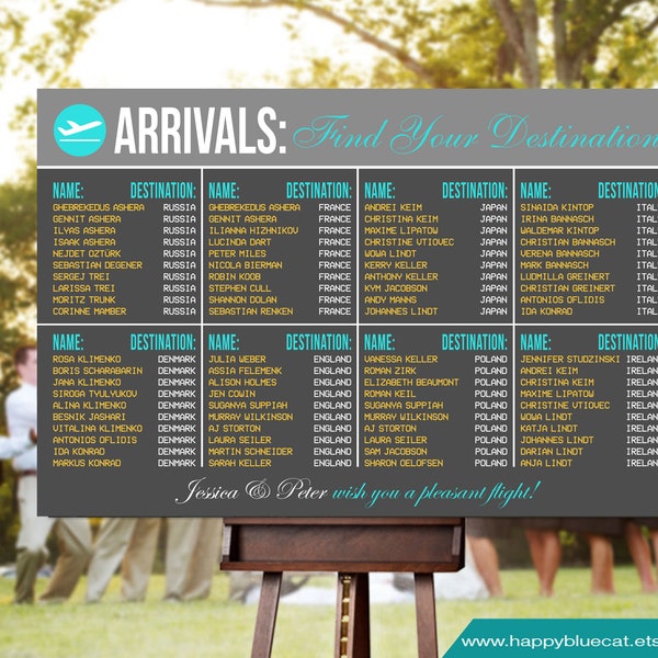 Airport Travel Wedding Seating Chart Poster (Digital Printable File)