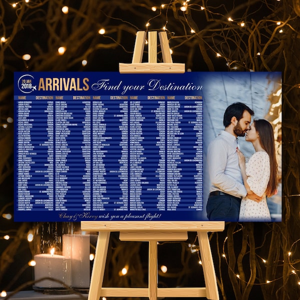 Wedding Seating Chart -   RUSH SERVICE - Photo Arrivals Airport Travel Theme Wedding Seating Chart - Digital Printable File HC129d