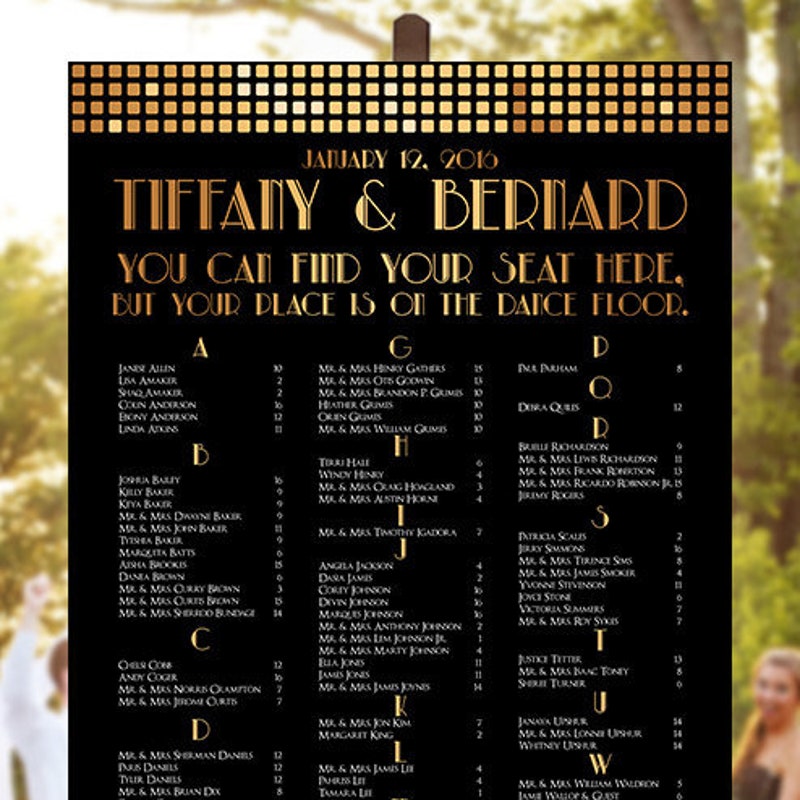 Gatsby Seating Chart Etsy