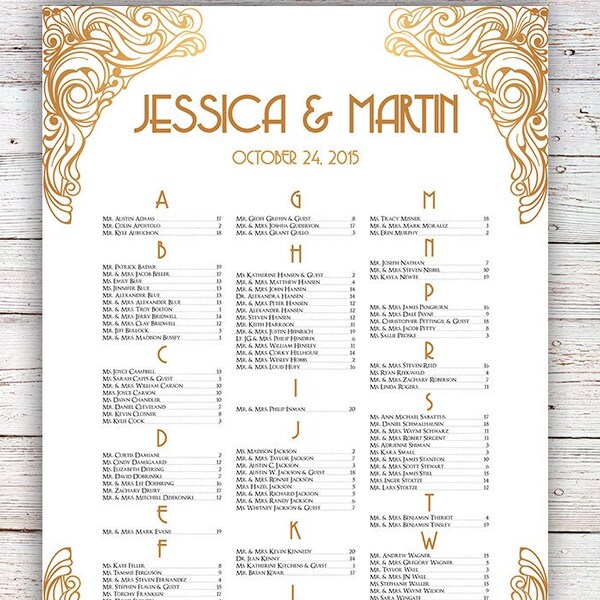 Gatsby Seating Chart Etsy