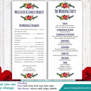 Diy Printable Program Wedding Template Instant Download - Etsy