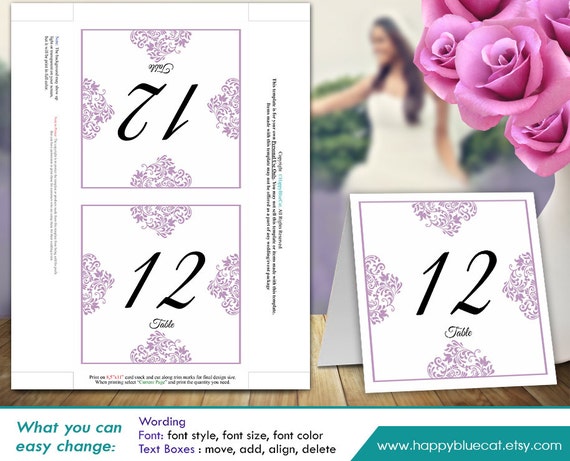 Diy Printable Table Number Card Template Instant Download | Etsy