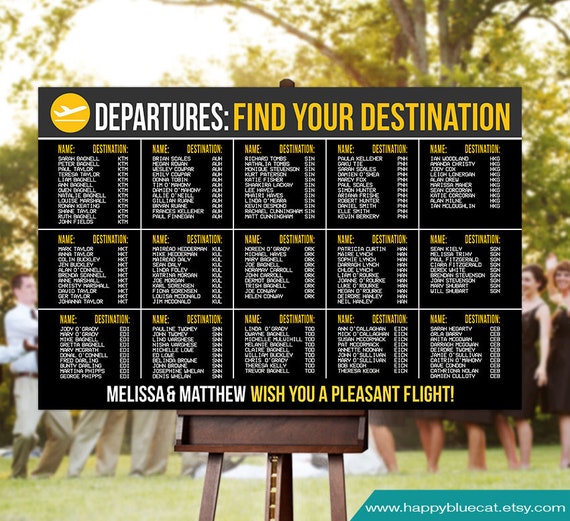 Airport Travel Wedding Seating Chart Poster: Arrivals Theme (Digital Printable File)