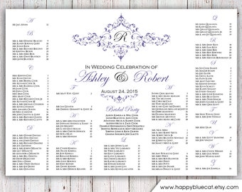 Wedding Seating Chart -  RUSH SERVICE - Ornament Monogram Wedding Seating Chart Reception Poster - Digital Printable File - HB146