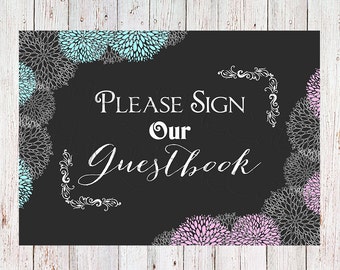 Wedding Seating Chart -  Chalk Theme Wedding Guest Book Sign - Printable Wedding Signs; Printable Guest Book Sign; Printable Chalkboard- Dig