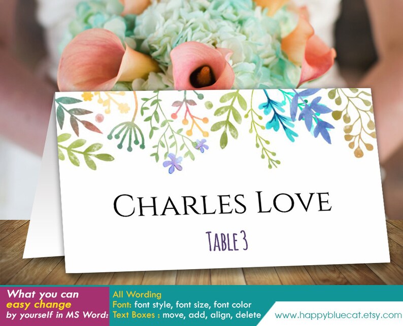 Diy Printable Wedding Place Card Template Instant Download Etsy