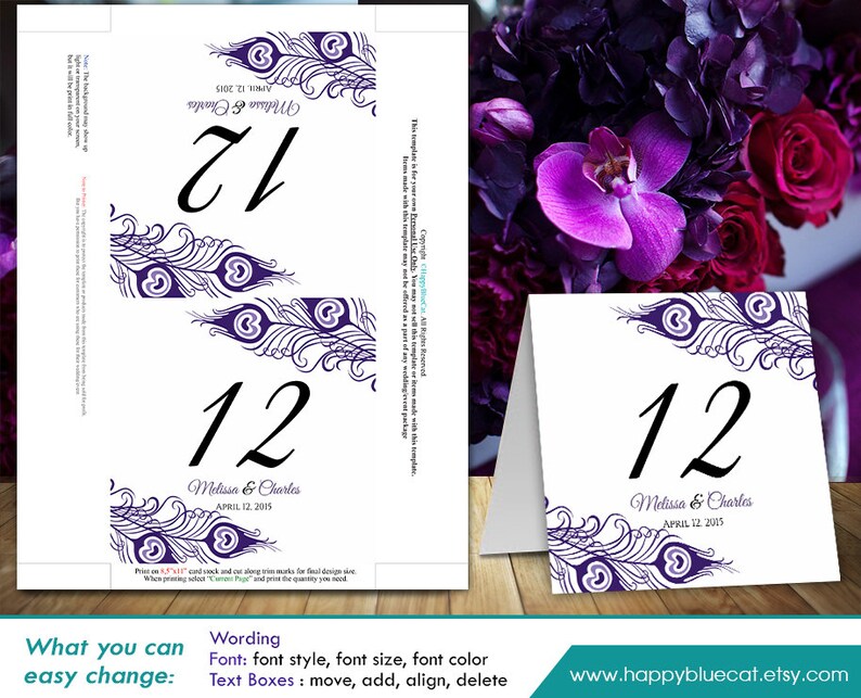 Diy Printable Table Number Card Template Instant Download Etsy