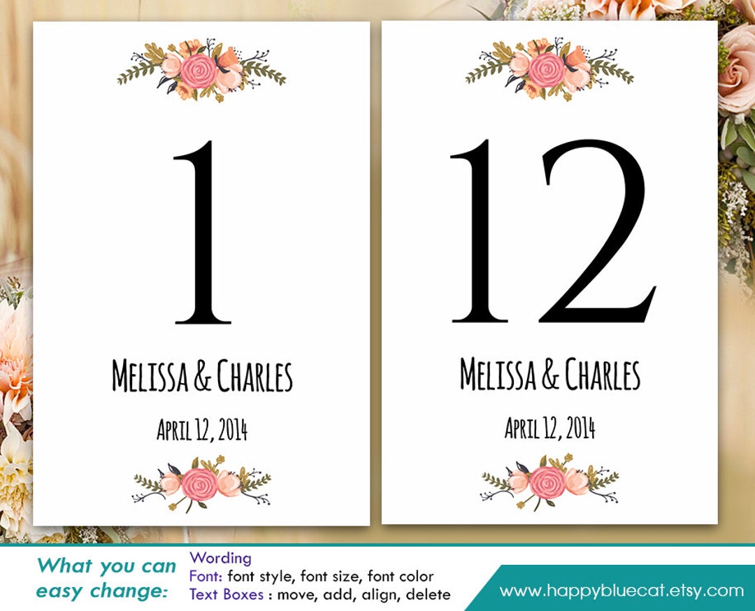 Diy Printable Table Number Card Template Instant Download - Etsy