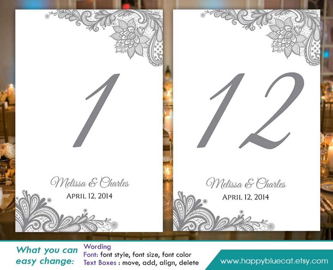Diy Printable Table Number Card Template Instant Download | Etsy