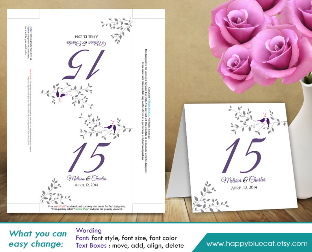Diy Printable Table Number Card Template Instant Download - Etsy