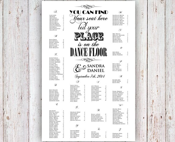 Wedding Seating Chart Rush Service Dance Floor Find Your Etsy