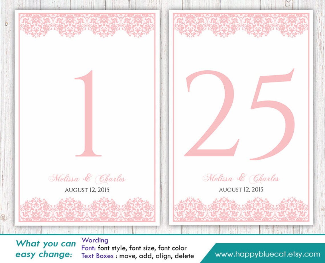 DiY Printable Table Number Card Template Instant Download | Etsy