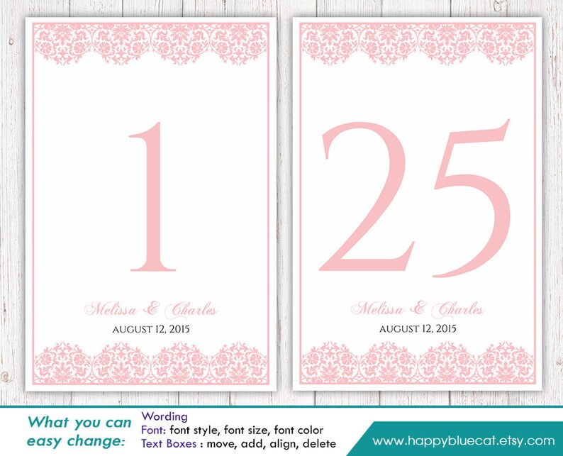Diy Printable Table Number Card Template Instant Download | Etsy