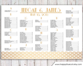 Wedding Seating Chart - RUSH SERVICE - Vintage Art Deco Great Gatsby Wedding Seating Chart Reception Poster - Digital Printable File HBC148