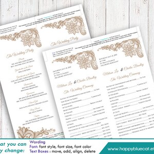 Diy Printable Program Wedding Template Instant Download - Etsy