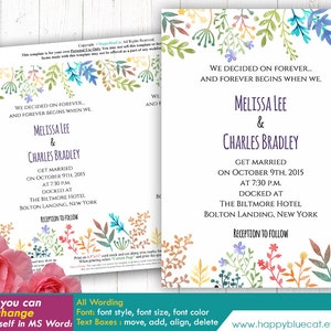 Wedding Invitations Textformat Diy Printable Wedding Invitation Template Instant Download EDITABLE ...