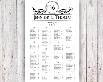 Wedding Seating Chart -  RUSH SERVICE - Monogram Wedding SWedding Seating Chart  Poster - Digital Printable File- HBC24