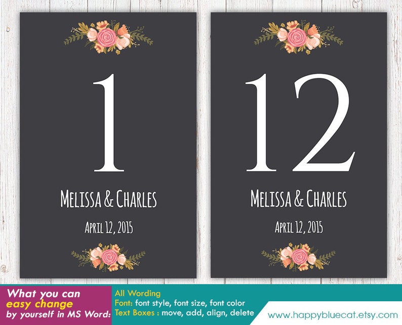 Diy Printable Table Number Card Template Instant Download - Etsy