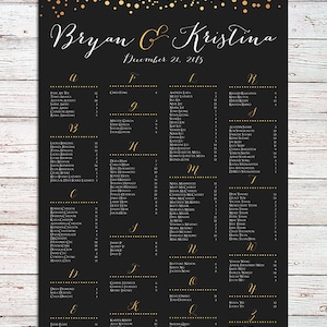 Wedding Seating Chart RUSH SERVICE Gold Polka Dots Confetti Sprinkle Purple Wedding Seating Chart Poster Digital Printable File HB104 image 2