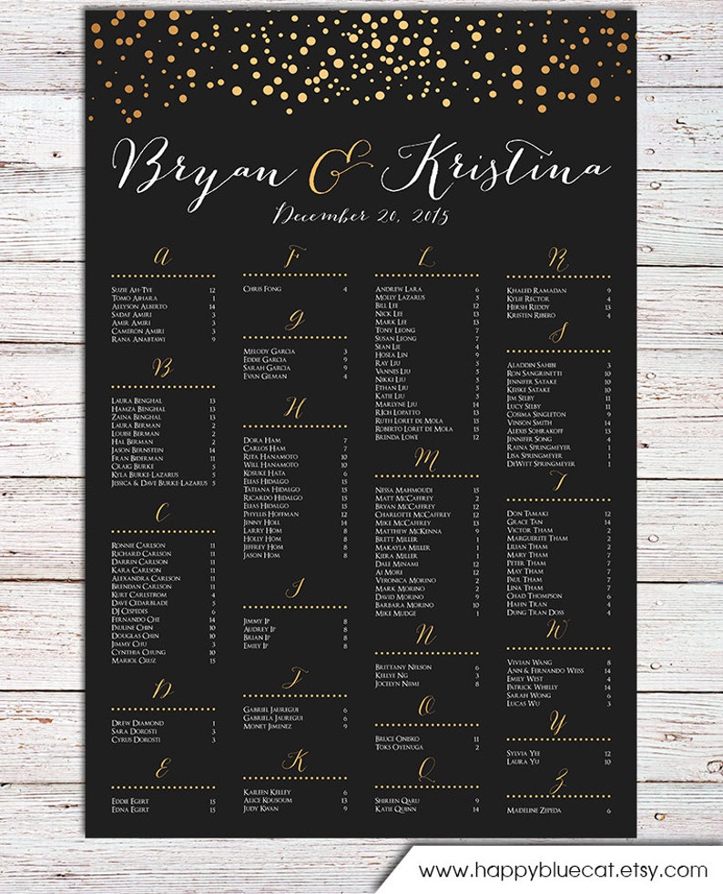 Wedding Seating Chart RUSH SERVICE Gold Polka Dots Confetti Sprinkle Purple Wedding Seating Chart Poster Digital Printable File HB104 image 2