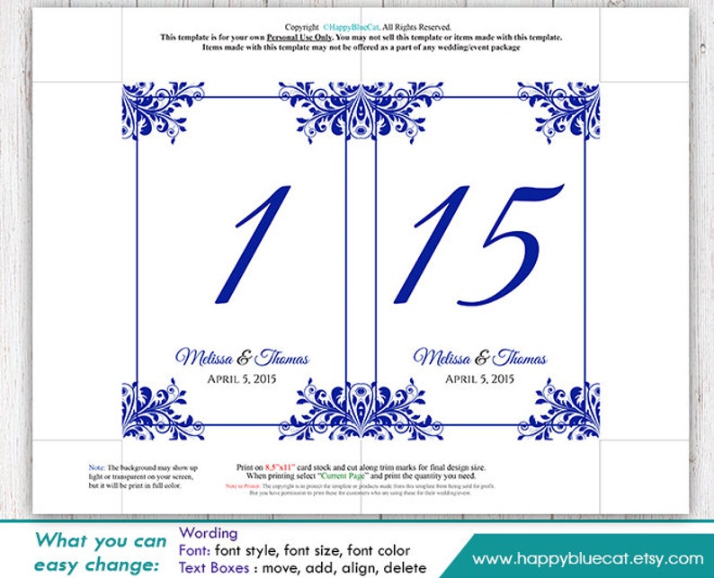 Diy Printable Table Number Card Template Instant Download Etsy