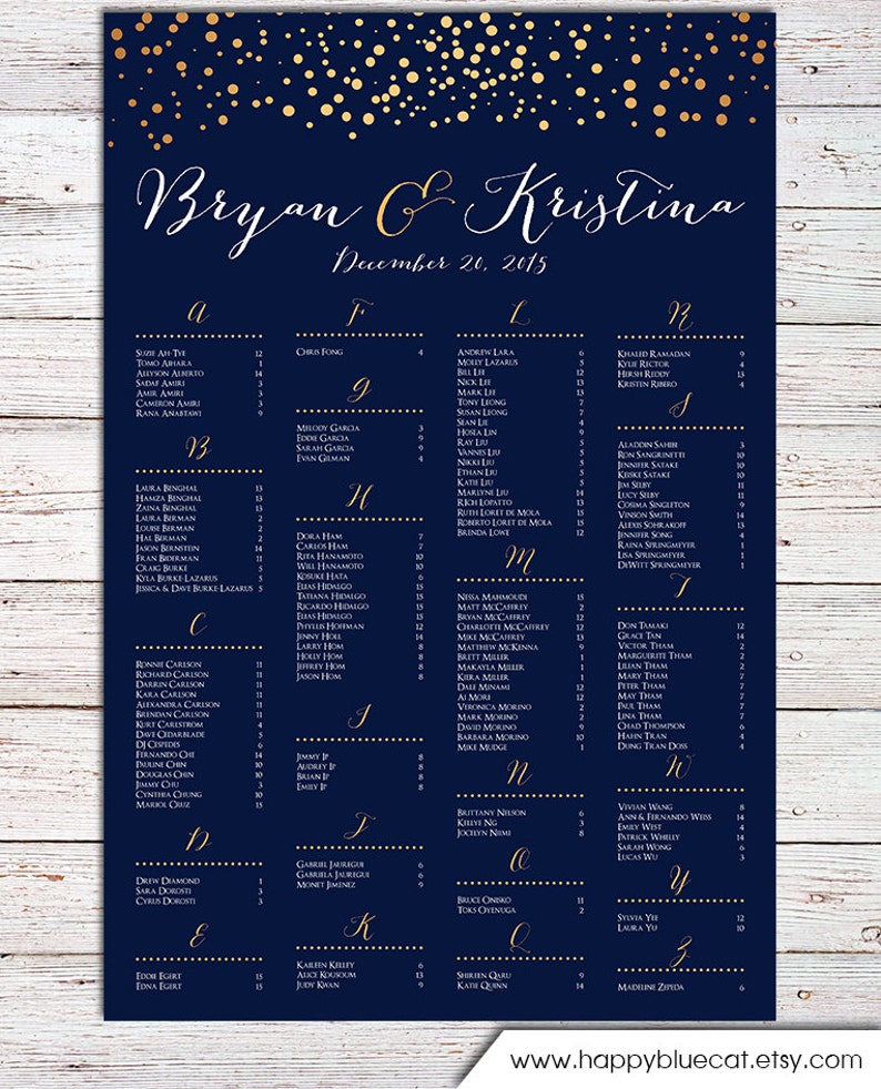 Wedding Seating Chart RUSH SERVICE Gold Polka Dots Confetti Sprinkle Purple Wedding Seating Chart Poster Digital Printable File HB104 image 3