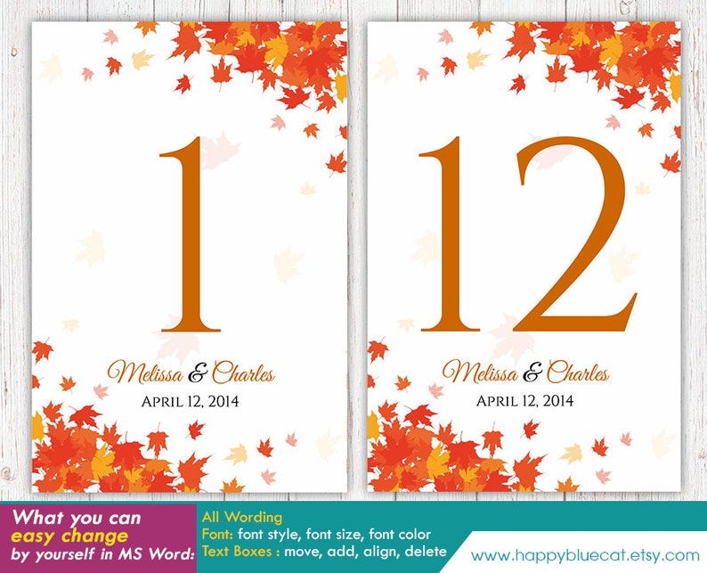 Diy Printable Table Number Card Template Instant Download | Etsy
