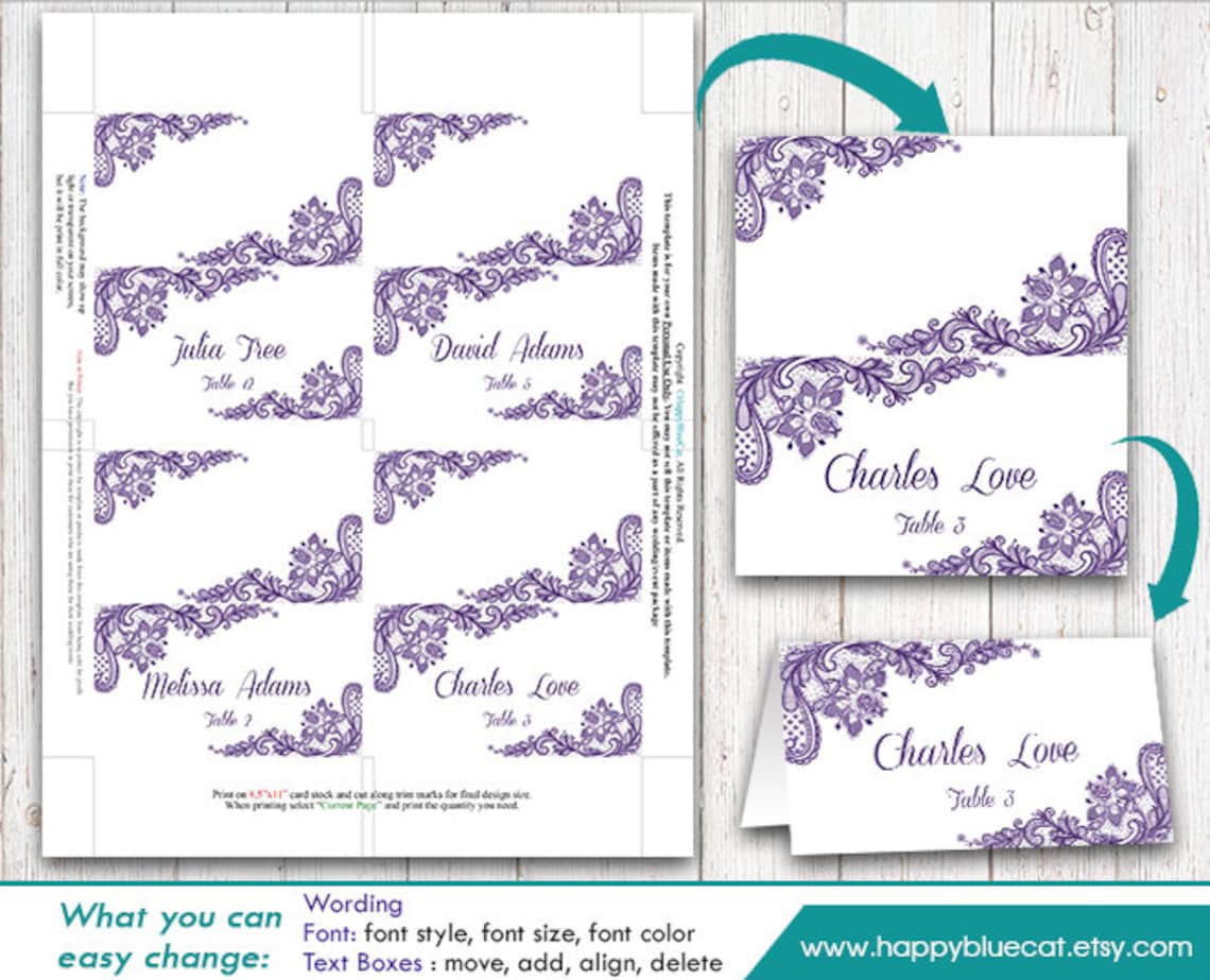 Printable Place Card Template Wedding