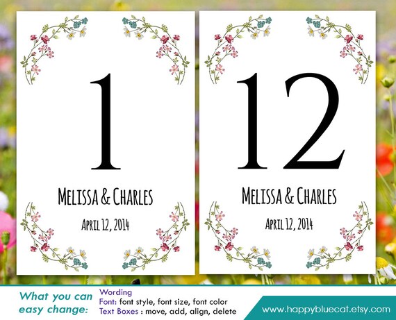Diy Printable Table Number Card Template Instant Download | Etsy