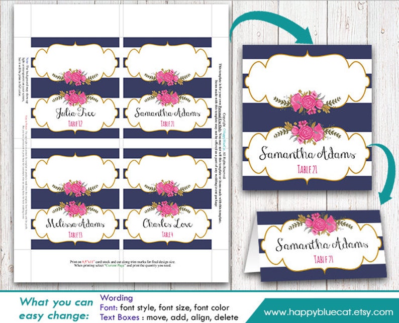 Diy Printable Wedding Place Card Template Instant Download - Etsy