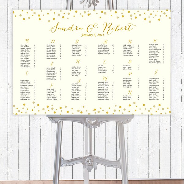 Wedding Seating Chart -  RUSH SERVICE- Dots Confetti Wedding Seating Chart Reception Poster - Digital Printable File HBC55