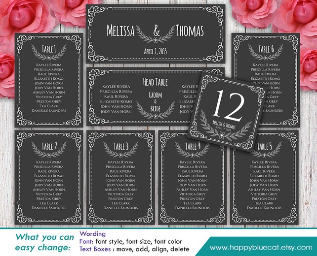 diy printable wedding seating chart template instant download microsoft word theme download