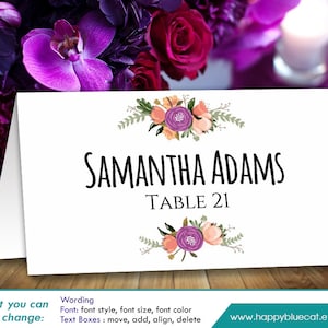 Diy Printable Wedding Place Card Template Instant Download - Etsy