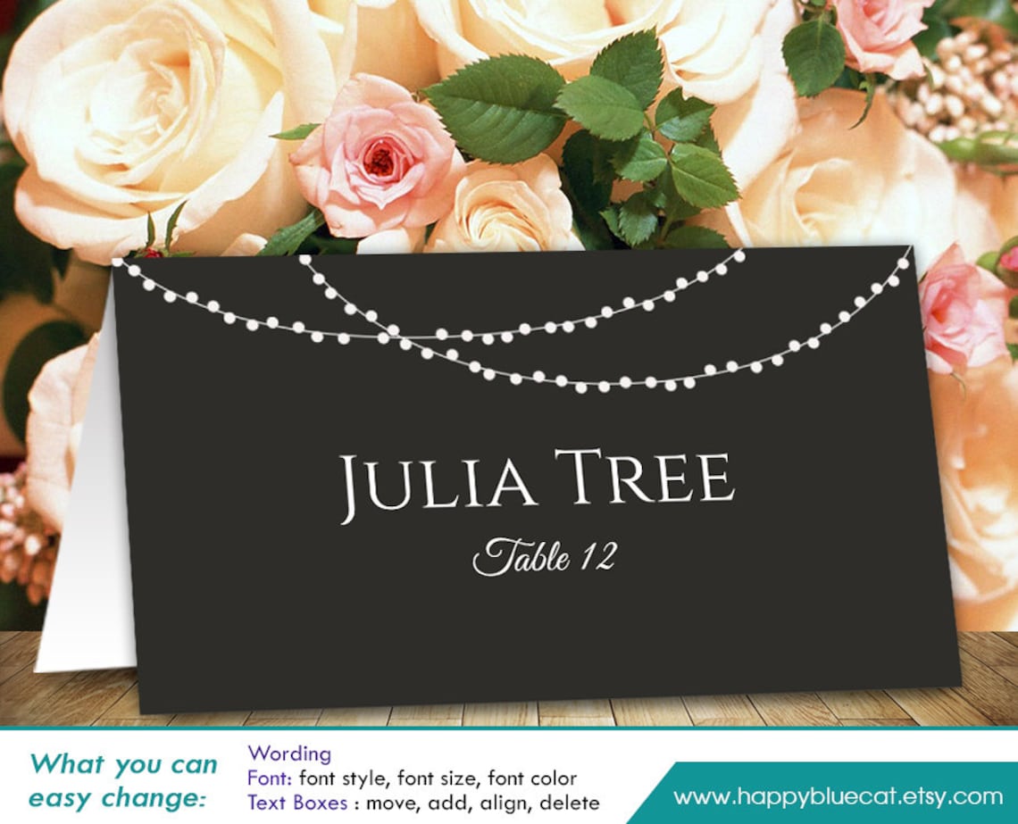 Diy Printable Wedding Place Card Template Instant Download | Etsy