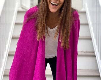 Cashmere Blend Duster: Oversized Merino Wool Ruana Wrap
