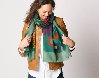 Daisies Scarf: Italian Merino Wool Floral Print