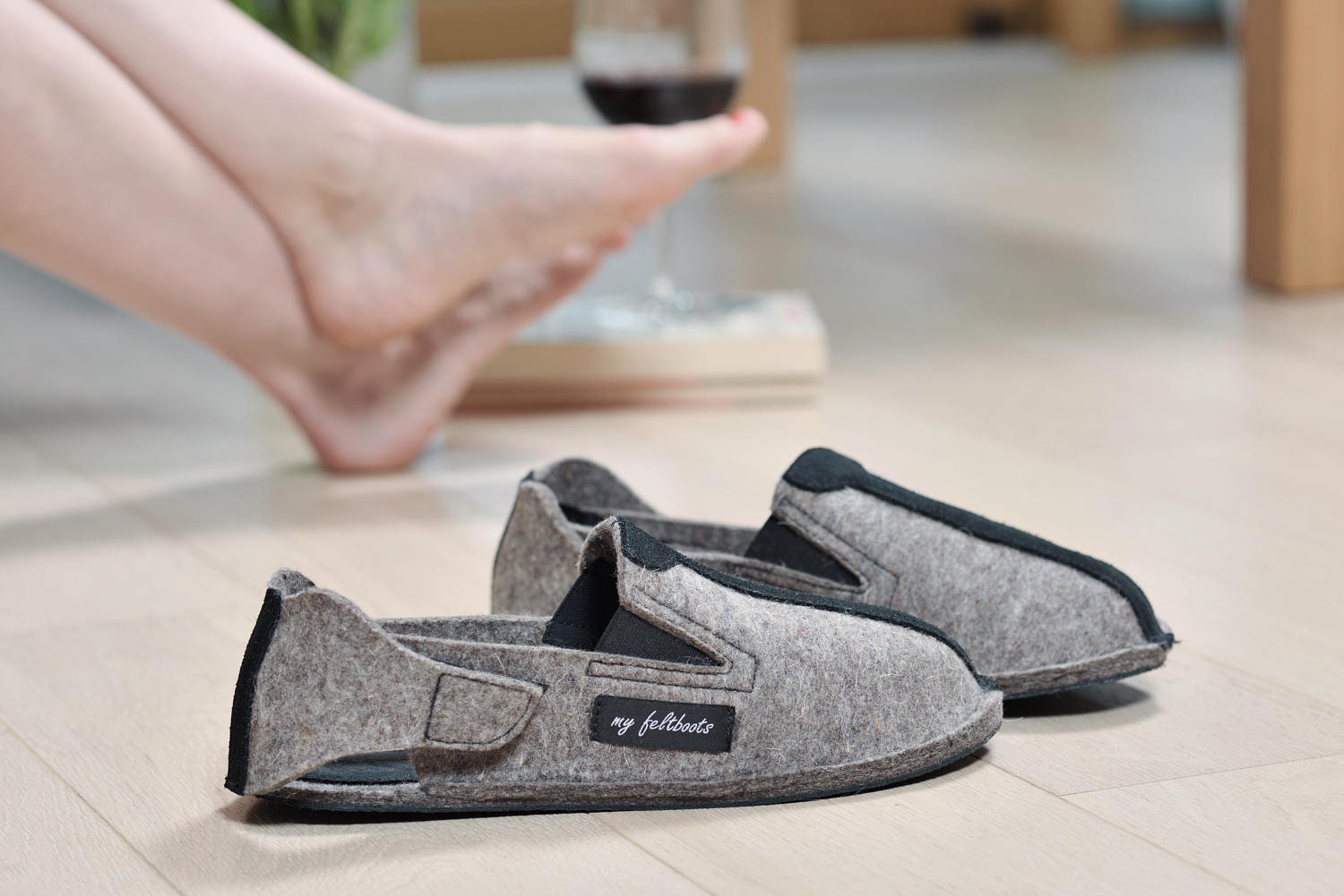 Feutre pantoufles chaussons en laine feutrée pantoufles de | Etsy
