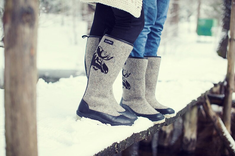 Winter Shoes Women Grey Felt Boots Women Felted Shoes Etsy