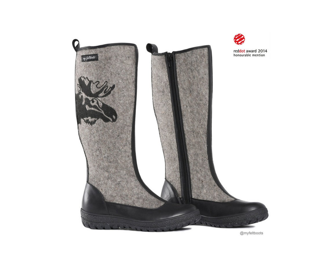 Winter Shoes Women Grey Felt Boots Women Felted Shoes Etsy