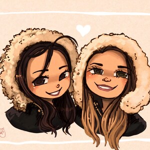Chibi Portrait- Two Characters Friends & Family: Custom Illustration Art Gift