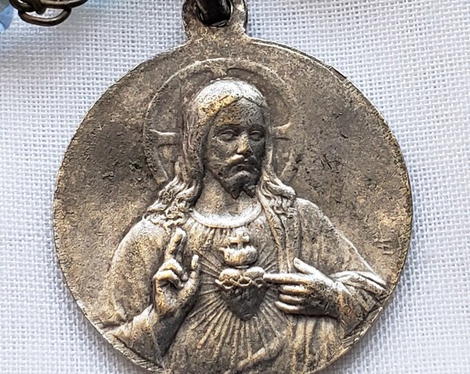 Vintage Sacred Heart Medal, Our Lady of Perpetual Help Pendant, Heart ...