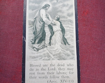 Funeral Card for Priest, 1940's Vintage Jesus Holy Card, Catholic Remembrance Cards