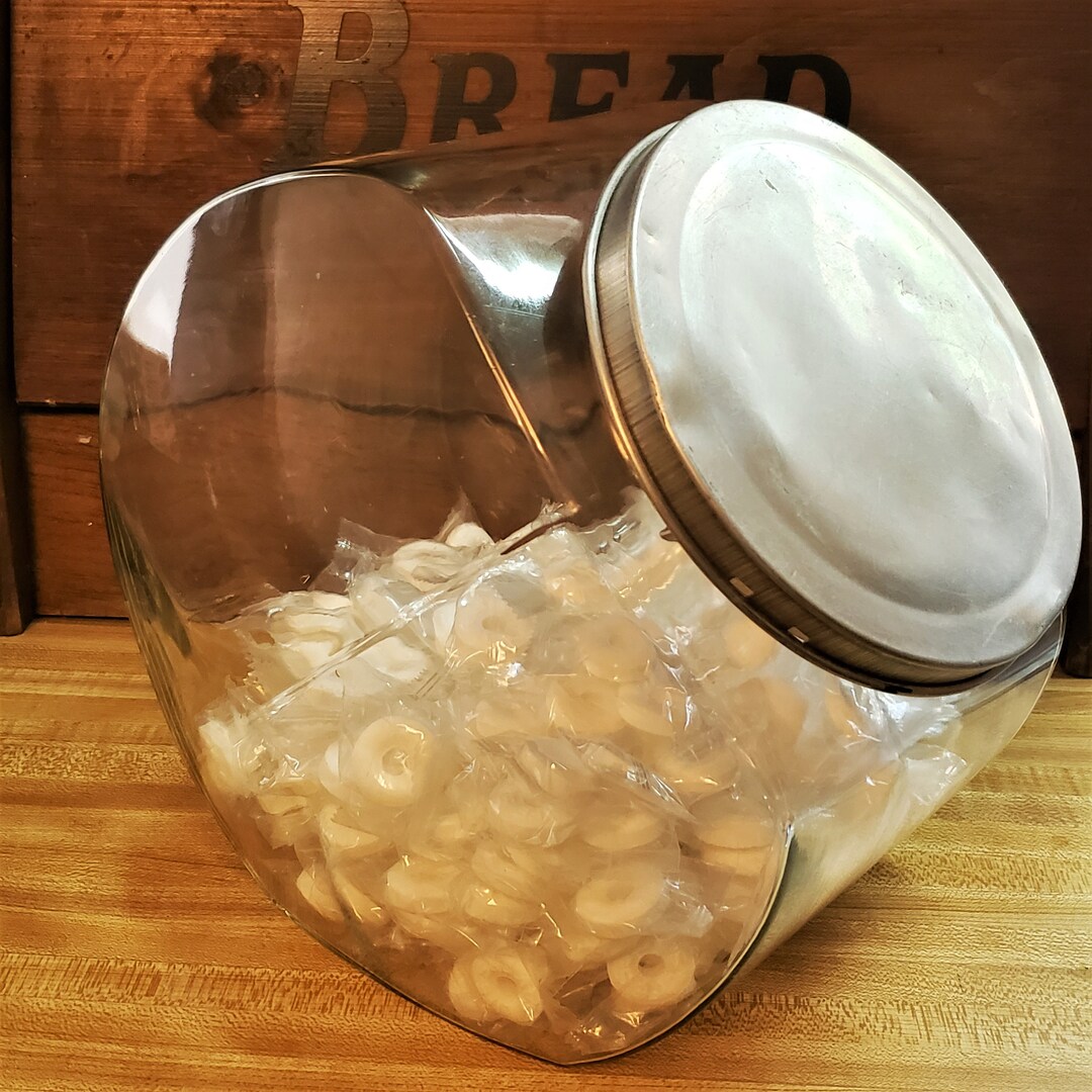 Vintage Glass Jar, 10.5h, Slanted Counter Jar, Lid NOT Attached, 1930's