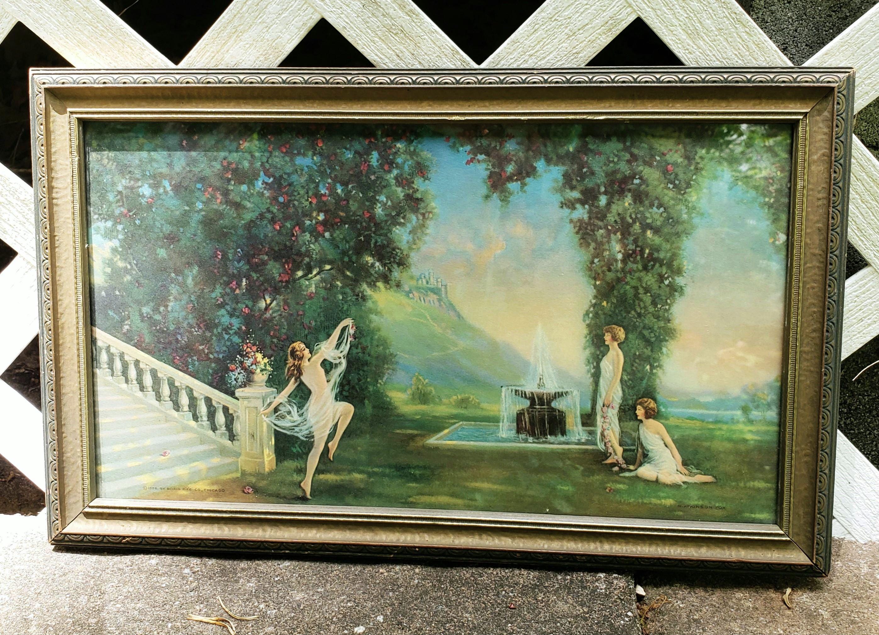 iΦ 真作 フランス ヴィンテージ ビックアイアート 少女 1972年 ドミニク Antique Lithograph, 1926 Framed Art, 