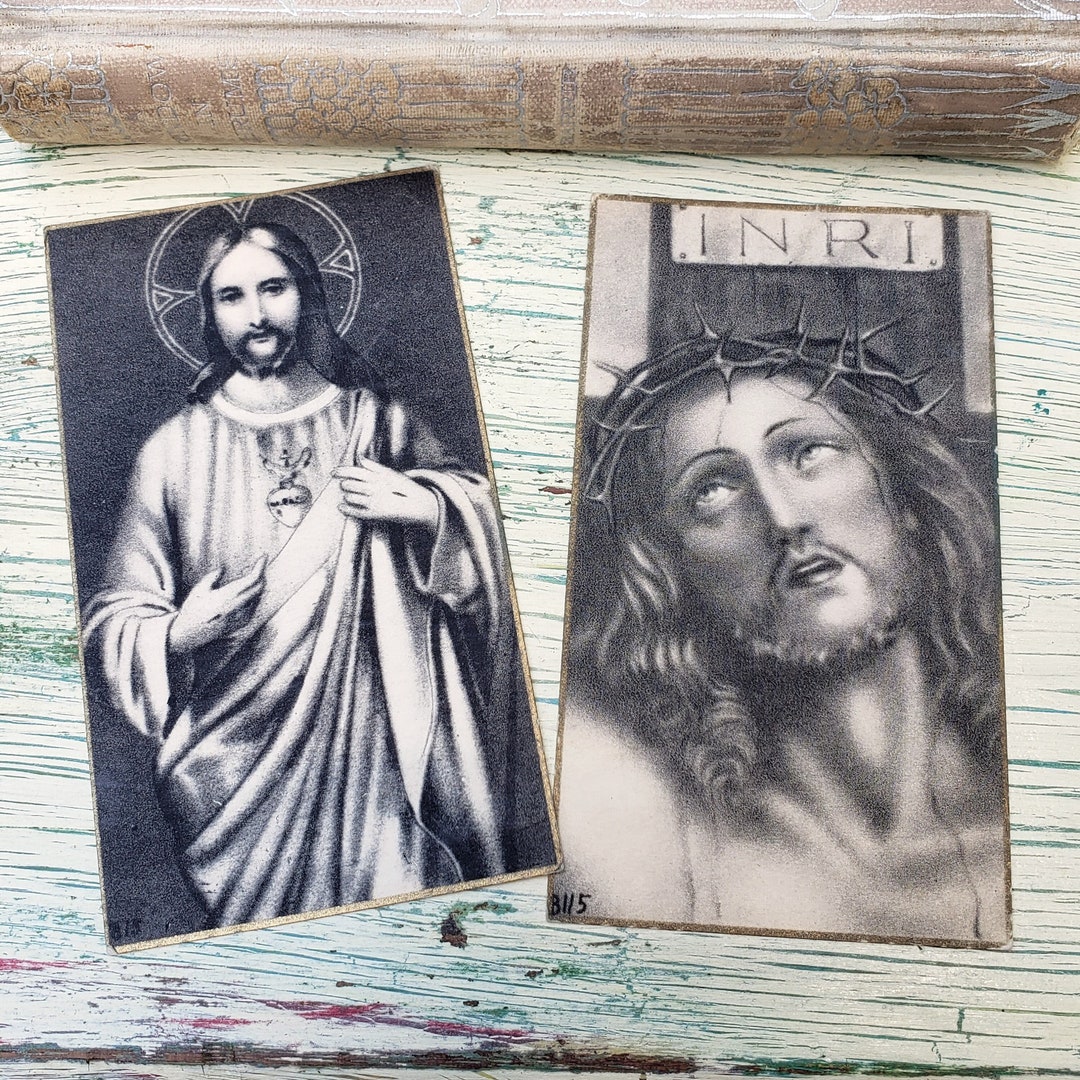 2 Vintage Holy Cards 1939, Sacred Heart of Jesus Card & Passion of ...