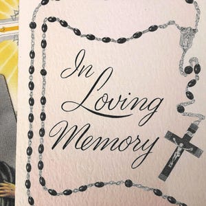 Tarjetas funerarias antiguas, década de 1960, efímeras de luto, oraciones por los difuntos, tarjeta del Sagrado Corazón, curiosidades
