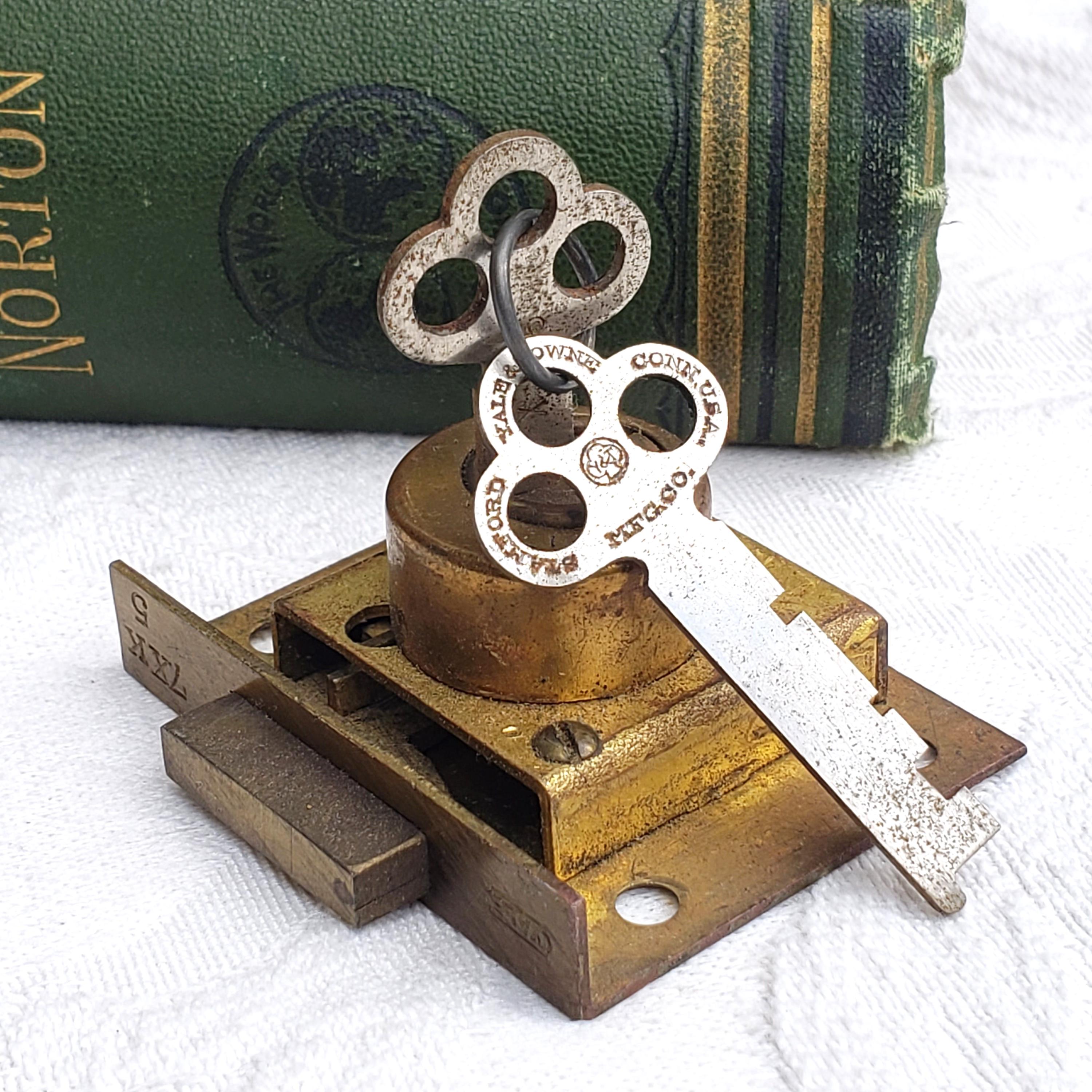 Vintage Lock Key Yale & Towne Mortise Locks for Cabinet Door or