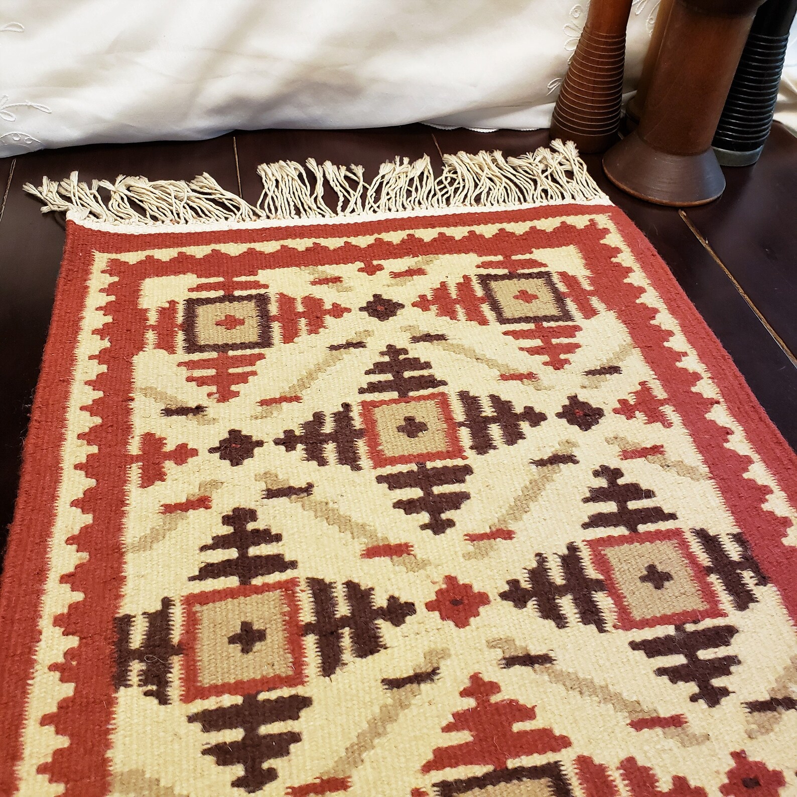 Small Vintage Wool Rug Kilim Rugs Orange Brown and Cream Etsy
